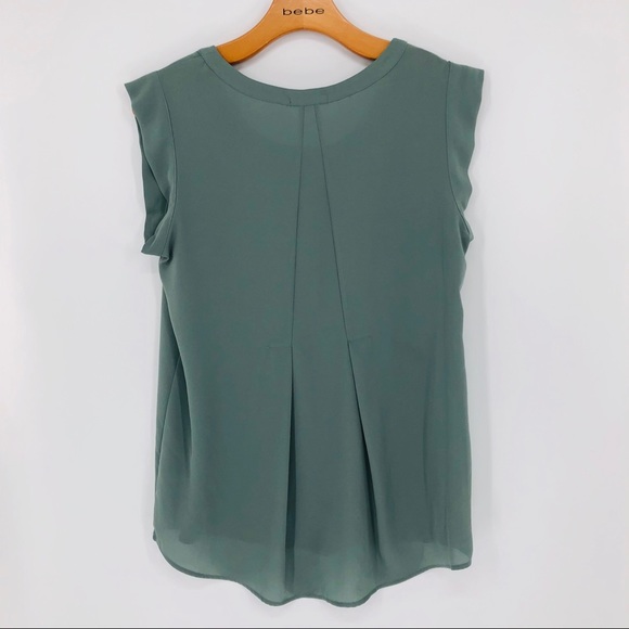 Anthro Pleione Sage Green Sheer Drape Blouse - Picture 7 of 9